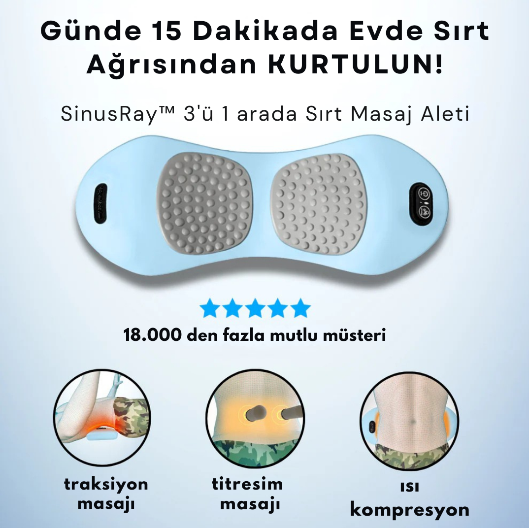 SinusRay™ 3’ü 1 Arada Siyatik-Sırt Masaj & Terapi Cihazı